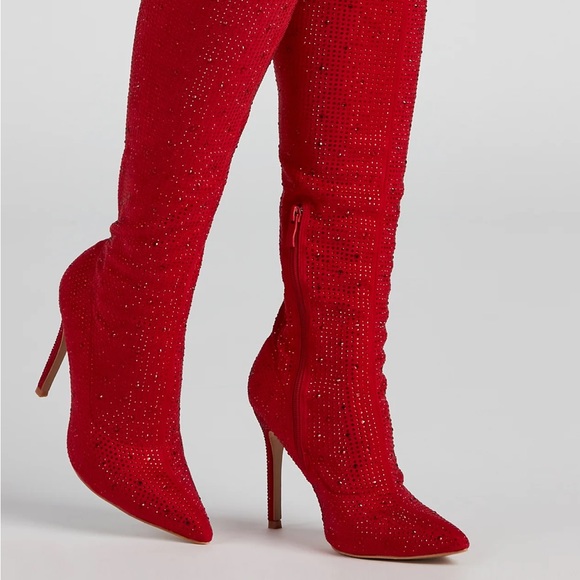 Red High Knee boots • Never Worn• - Picture 2 of 3